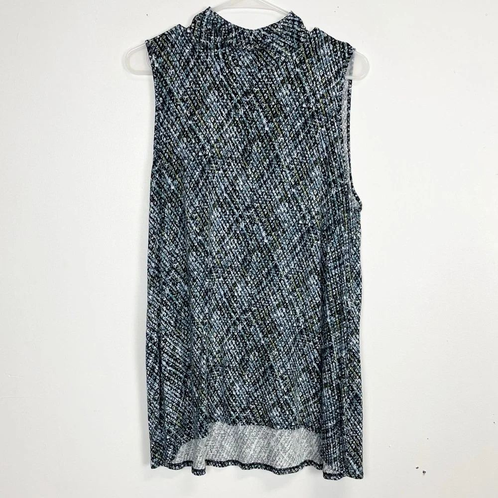 J Jill Wearever Shirt Womens Large Sleeveless Mock Neck Blue Multi